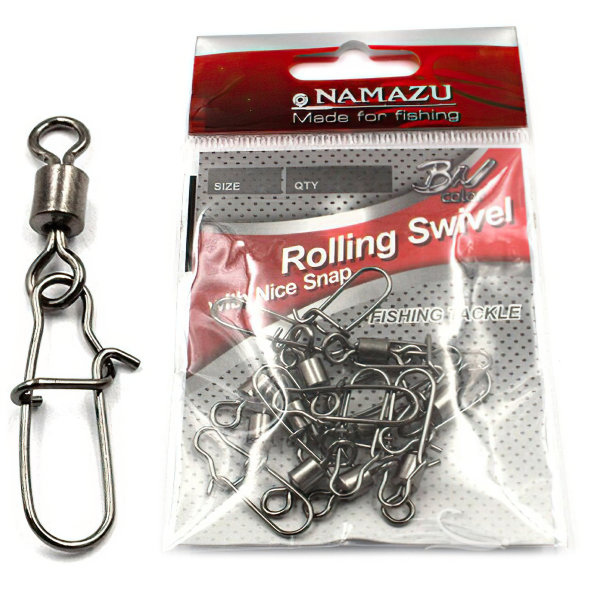 Вертлюг с застежкой Namazu ROLLING SWIVEL WITH NICE SNAP, цв. BN, р. 5, test-35 кг уп.10 шт