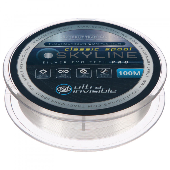 Леска SPRUT Skyline Fluorocarbon Composition EvoTech Classic Silver 0.235 100м