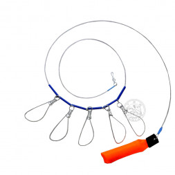 Кукан метал. трос с поплавком 5-ти карабиновый Три кита