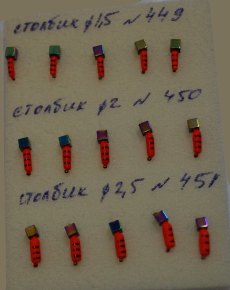 Мормышка вольфрамовая Столбик 2 с кубиком Хамелеон красный 450