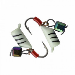 Мормышка вольфрамовая Condor Безмотылка Столбик с подвес. куб. хамелеон d 2,0 мм, вес 0,29 гр, фосфор с полосками 10 шт